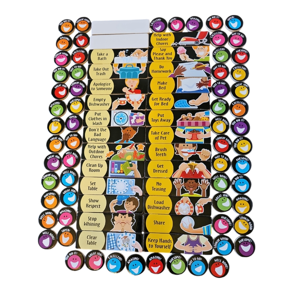 Melissa & Doug Colorful Chore Chart Wooden Magnets Board not included